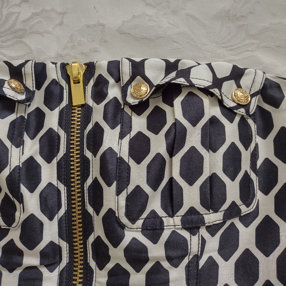 Diane Von Furstenberg runway dress corset goldtone buttons black white diamond - Picture 11 of 13